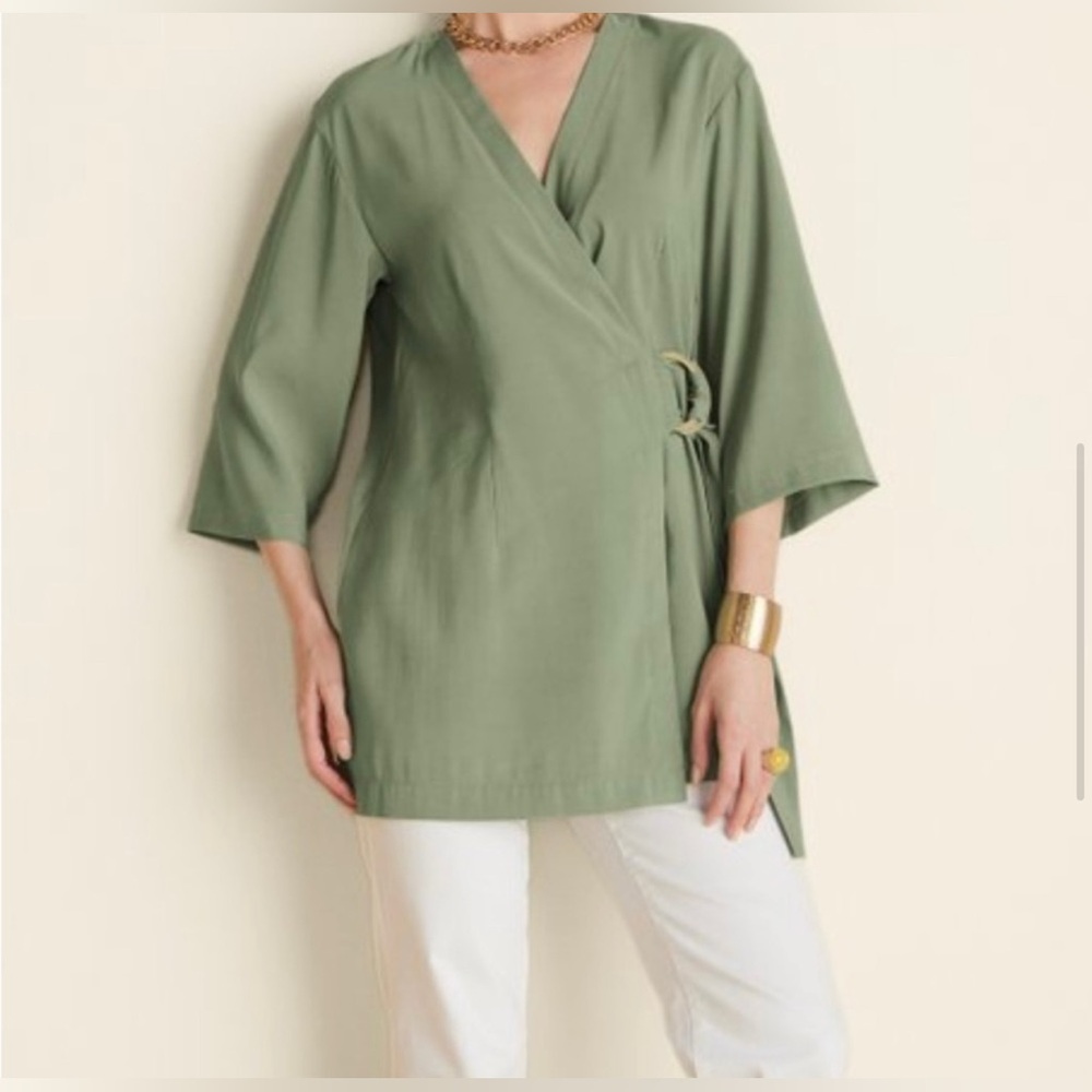Soft Surroundings Sweet Pea Wrap Tunic in Bayberry Size Medium New - Picture 3 of 10